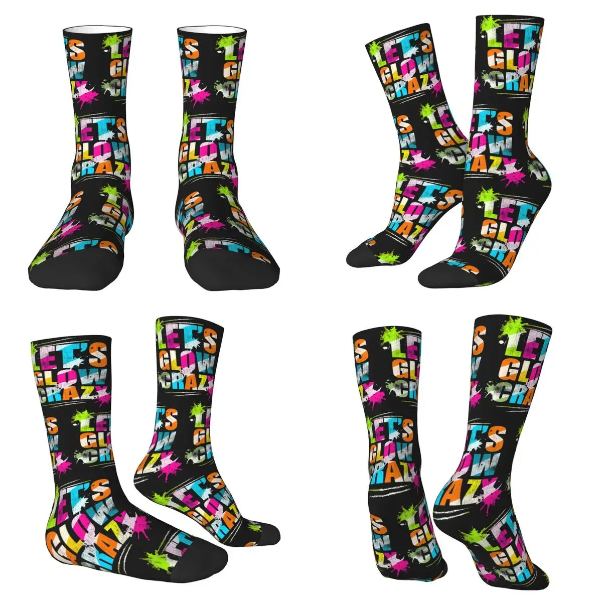 

Let's Glow Crazy Neon Party Light Rave Socks Впитывающие пот чулки Всесезонные длинные носки для мужчин и женщин Рождественские подарки