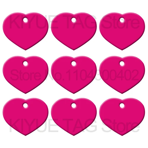KIYUE Großhandel 100 Stück Herz-Aluminium-Hunde-ID-Tag, Haustiermarke, Erkennungsmarken, individuell gravierte, personalisierte Namensschild, personalisierter Halsband-Anhänger 7