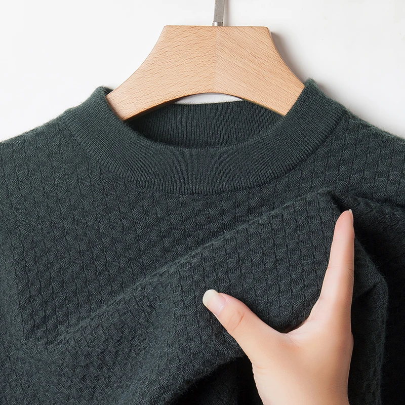 Men's Autumn Winter Long Sleeves Knitwear Keep Warm Round Neck Jacquard Exquisite Sweater Leisure Versatile Men's Clothing Tops