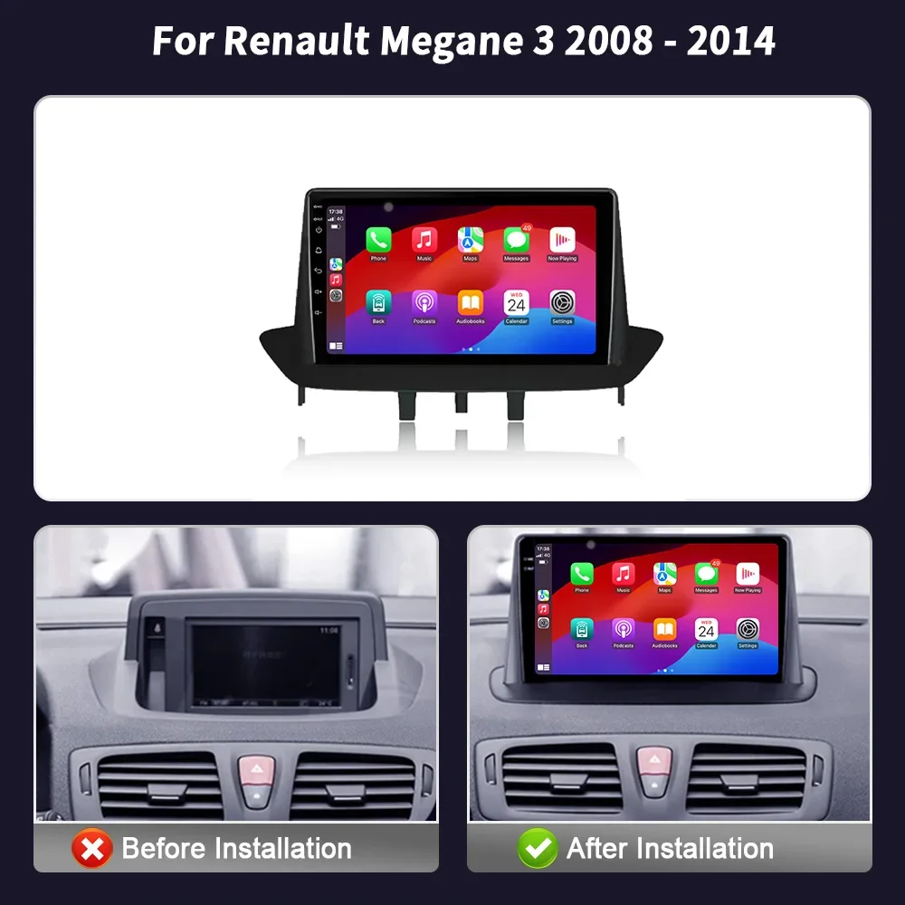 Car Radio Multimedia for Renault Megane 3 2008 - 2014 Video Player Navigation GPS  WIFI Carplay  2 Din Android Car Stereos