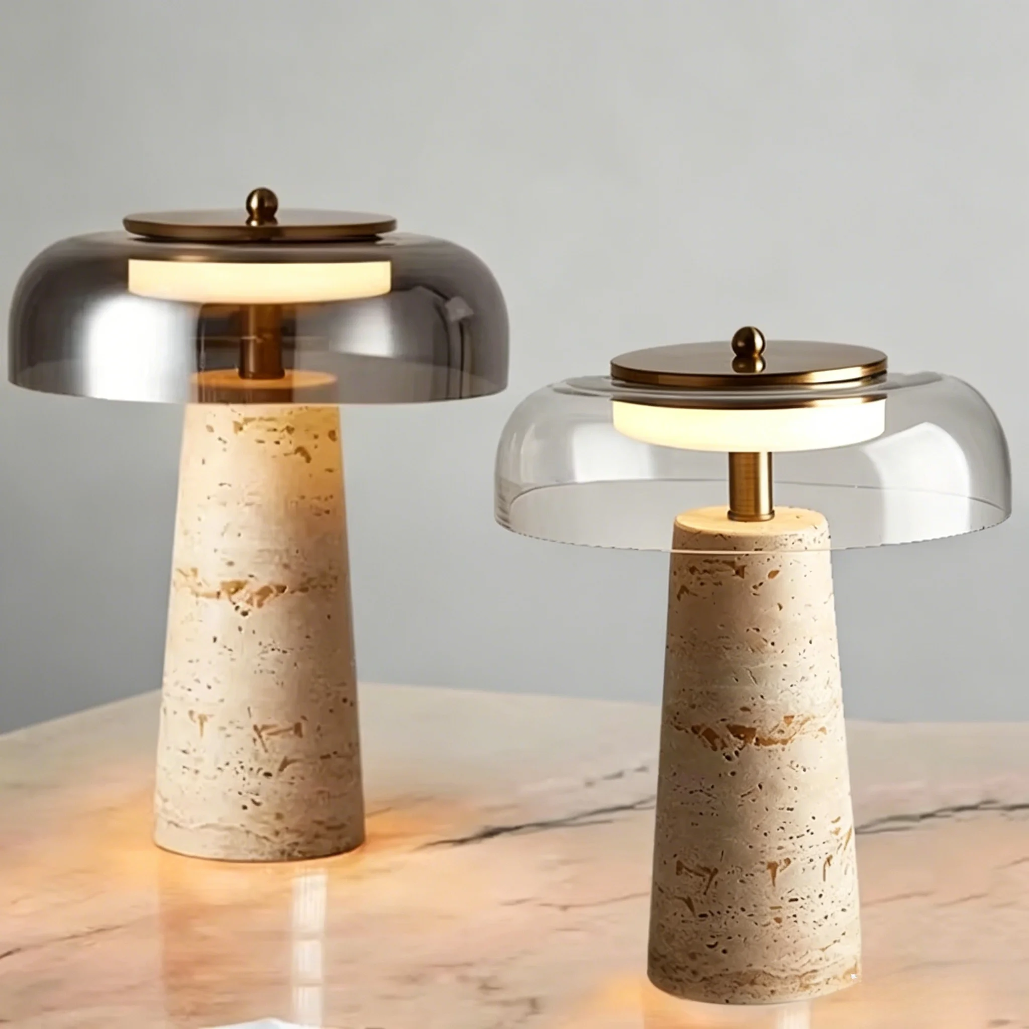 Mushroom Shaped Marble Table Lamp Modern Natural Yellow Cave Stone Desk Lamp Indoor Decor Lighting Bedroom Living Room Study