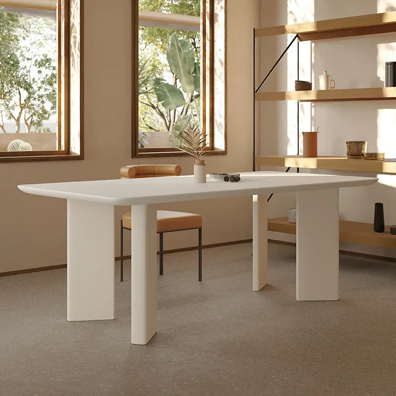 Slate dining table small apartment household solid wood oval