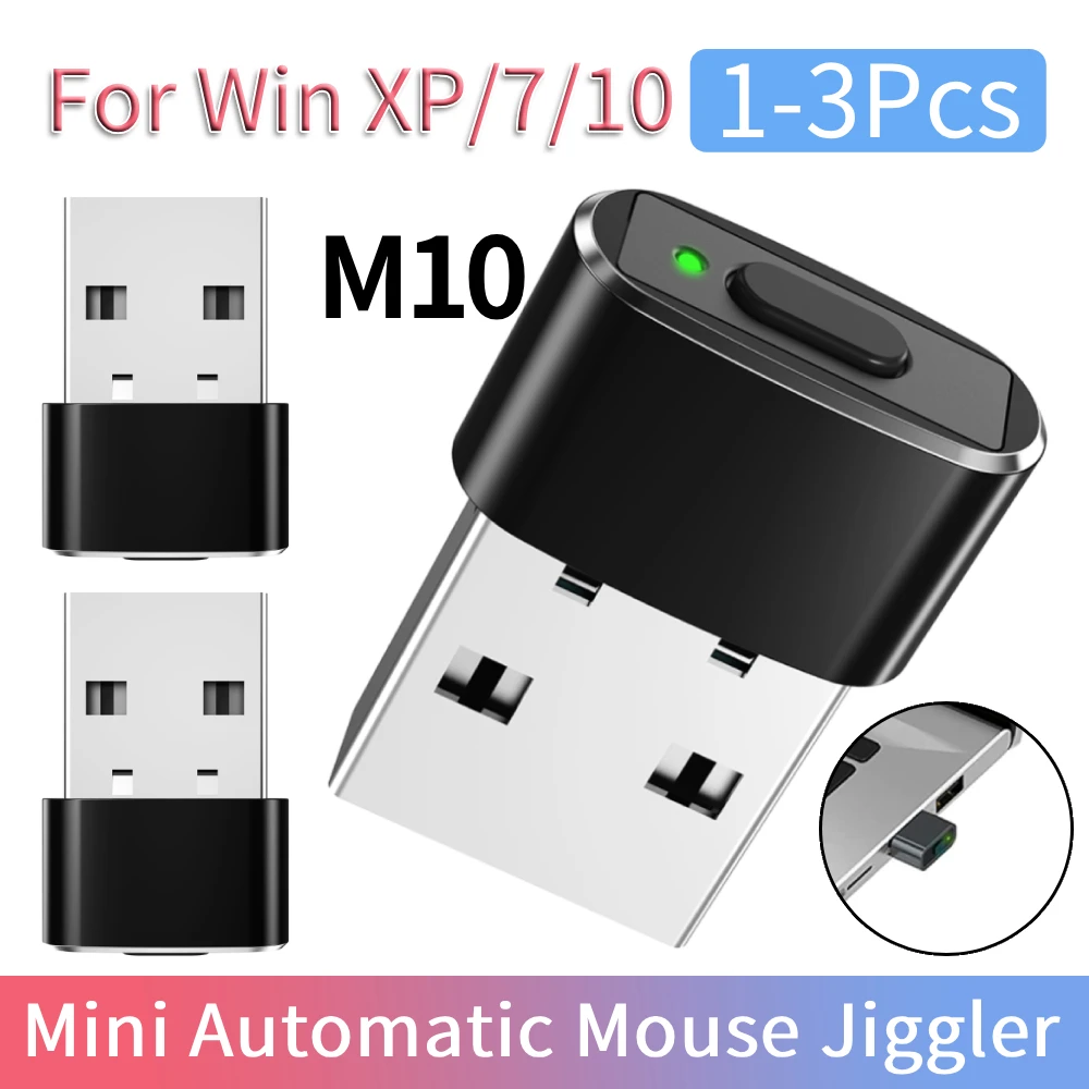 1-3Pcs Mini Automatic Mouse Jiggler Mover ON/Off Button USB Mouse Movement Simulator Undetectable Plug Play for Laptop Desktop