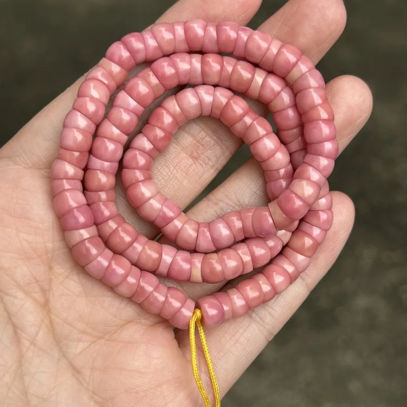 Pink Dragon Ridge Bodhi, Large -, Diagonally Cut, Small Intestine-Shaped, Young Girls, 108 Beads, Aged Materi