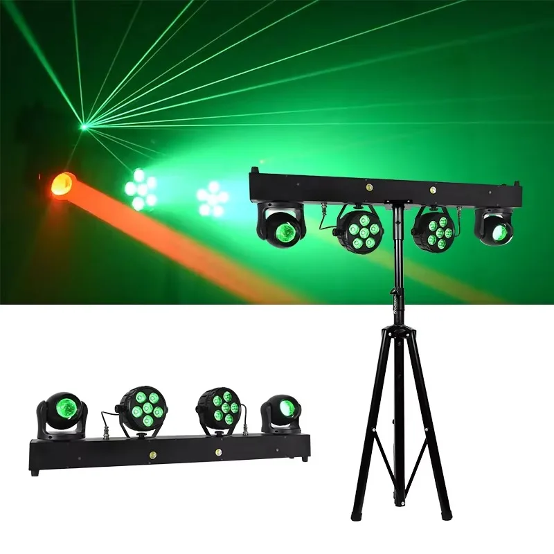 

4in1 DJ Lights with Stand Stage Party Bar Light Set LED Par Strobe UV Sound Activated Lighting for Disco Wedding Church Band