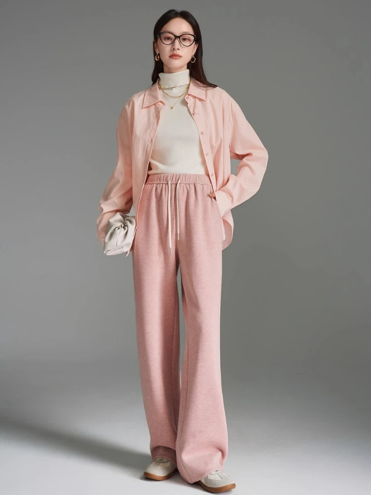 กางเกงขายาวทรงตรง OLrain รุ่น Autumn สำหรับผู้หญิง ปี 2025 รุ่นใหม่ สีพื้น เรียบง่าย สไตล์สาวออฟฟิศ ให้ความอบอุ่น รุ่น O57QK001501