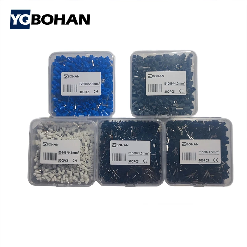 Box-packed Plastic Box E0508 E7508 E1008 E1508 E2508 E4009 E6012 E10-12 Best Price Wire Cord End Crimp Terminal PVC Insulated