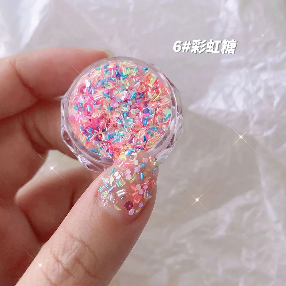 1 garrafa macaron brilhante estrela prego glitter lantejoulas para diy manicure decoração encantos brilhantes lantejoulas fatias flocos decoração peças