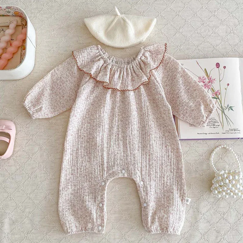 

2025 New Spring Toddler Baby Girl Romper Long Sleeved Cotton Print 0-24M Baby Girl Clothing Newborn Baby Girl Jumpsuit