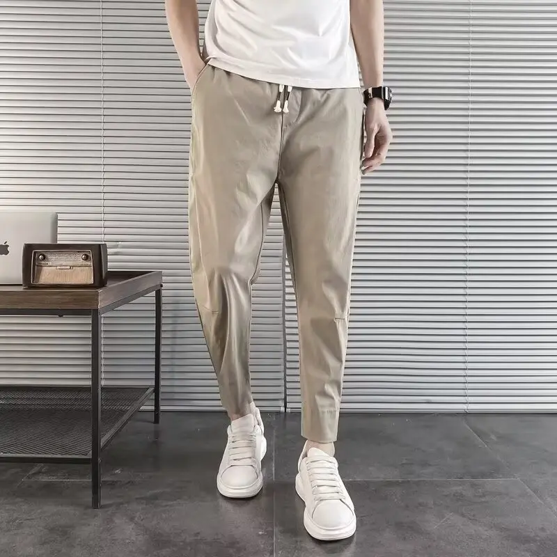 Solid Color Harem Pants Mens Trousers Elastic Waist Pencil Pants for Men Ankle Tight Trousers pantalones hombre Streetwear korea