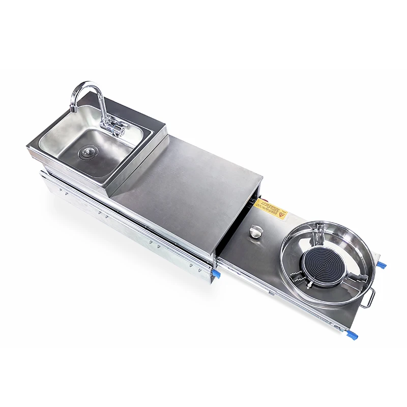 

RV Pull-out Sink 304 Stainless Steel Electric Pulse Ignition Gas Stove RV External Kitchen RV Stove