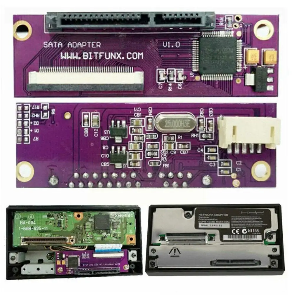 Hard Disk Adapter Board para Sony PS2, Peças de reposição, Acessórios Atualização, Roxo, SATA, E9J9