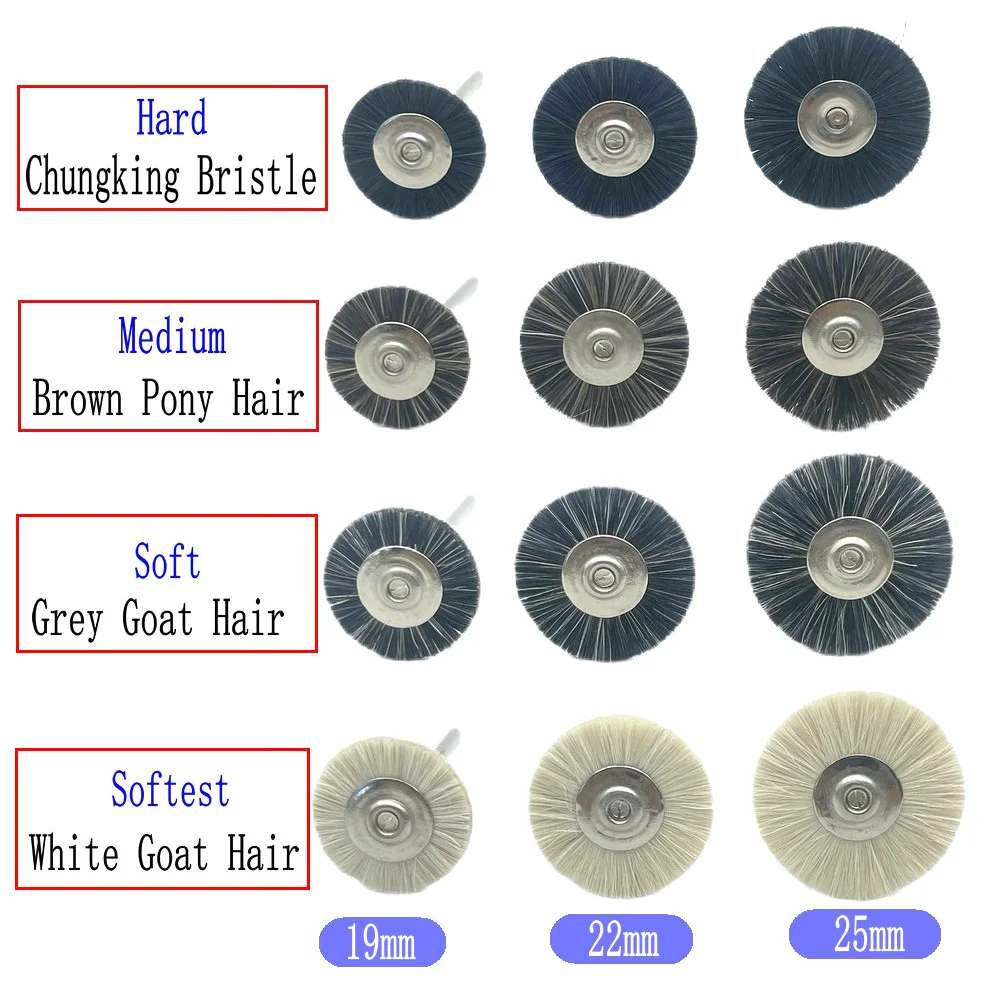 10Pcs/Bag 2.35mm Polishing Brush Wheel Dental Lab Materials Soft White Goat Hair/Pony Hair/Bristle Rotary Tools Low Speed Buff