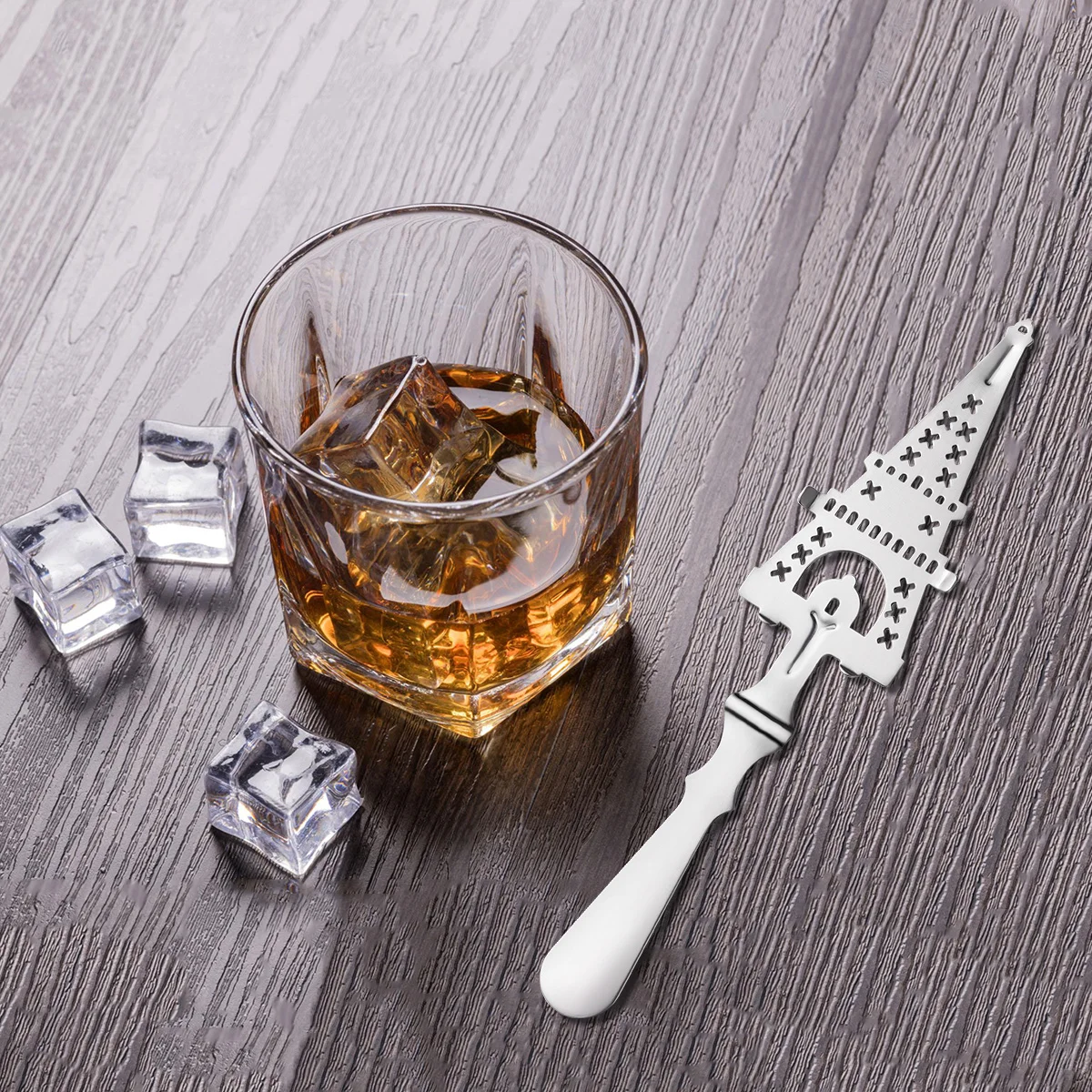 

Iron Tower Silver Absinthe Spoon Stainless Steel Slotted Ladle with Long Handle Cube Sugar Colander Bar Strainer Cooking Utensil