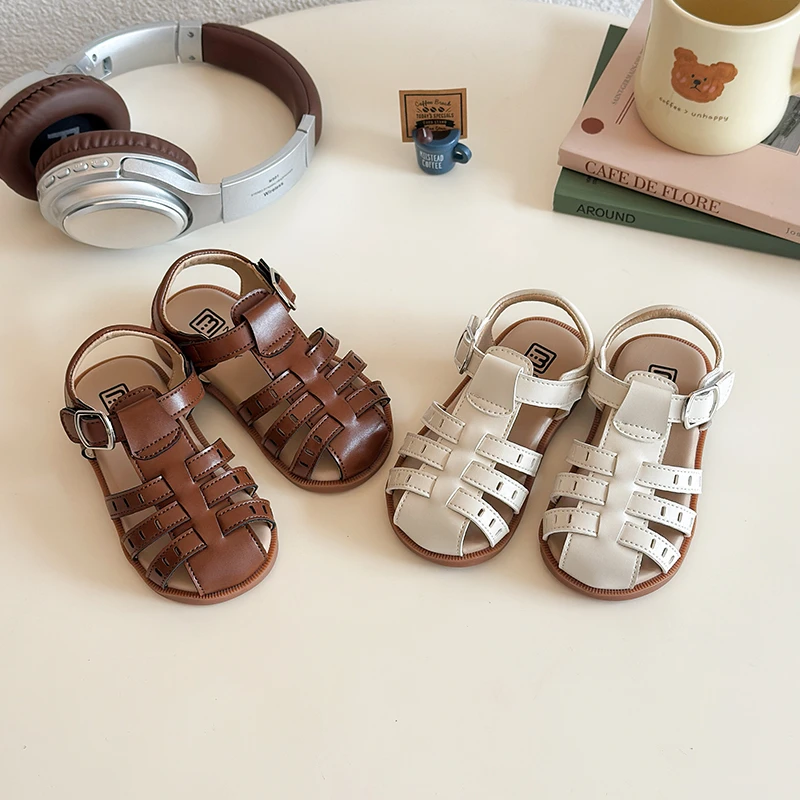 Children Beach Shoes Summer Baby Girls Sandals Toddler Kids Cut-outs Woven Princess Shoes Anti Slip Soft Sole Infant Sandals