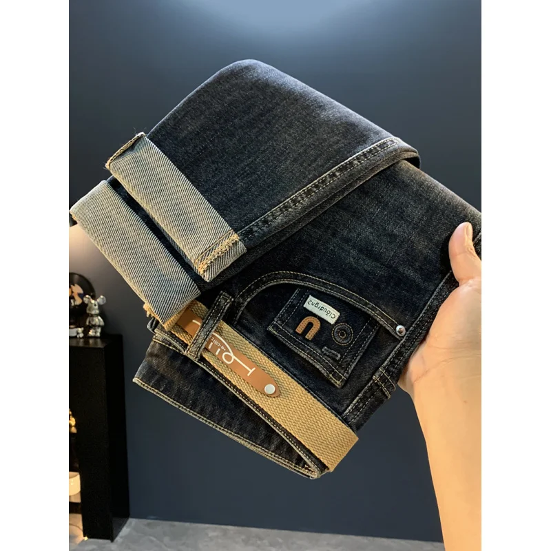 2025 New American Trendy Casual Blue Jeans for Men in Autumn, Versatile, Tailored and Slimming, Conical Small Leg Pants