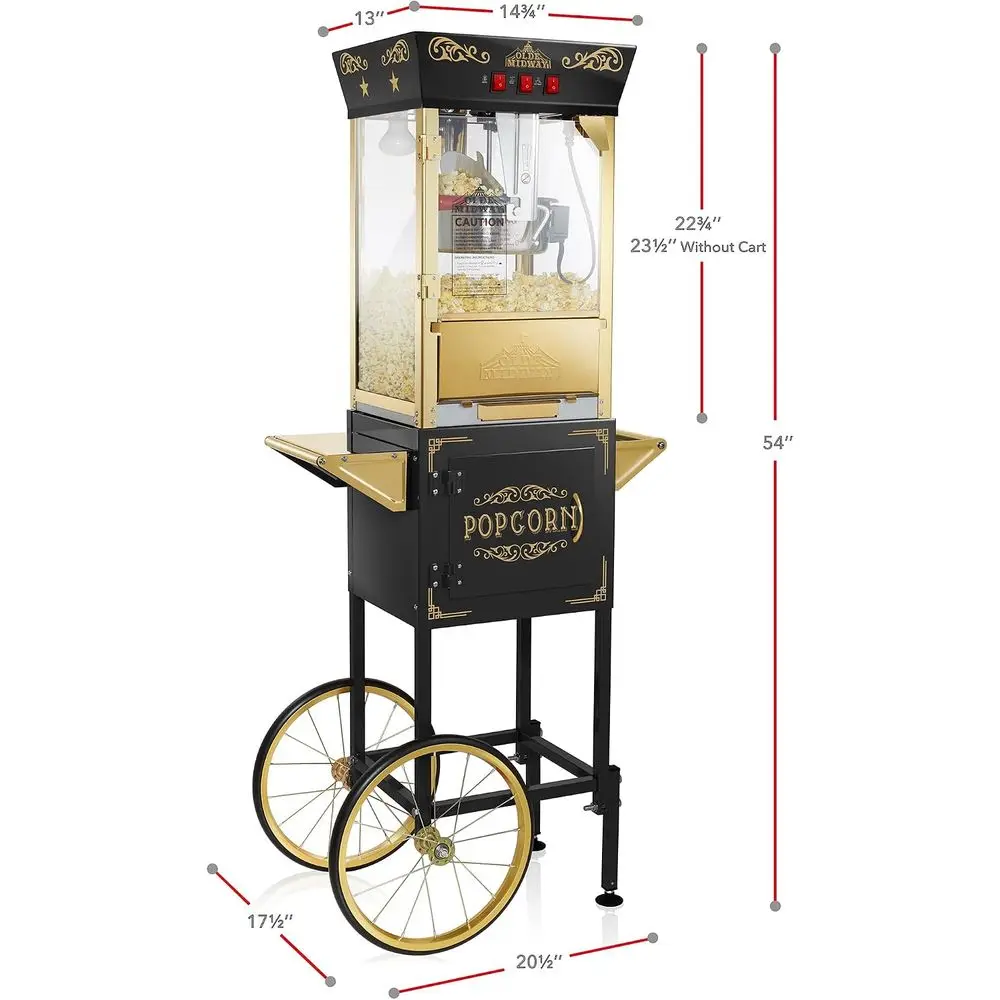 Movie Theater-Style corn hine Maker with Cart and 8-Ounce Kettle - Black, Vintage-Style per on Wheels image 12
