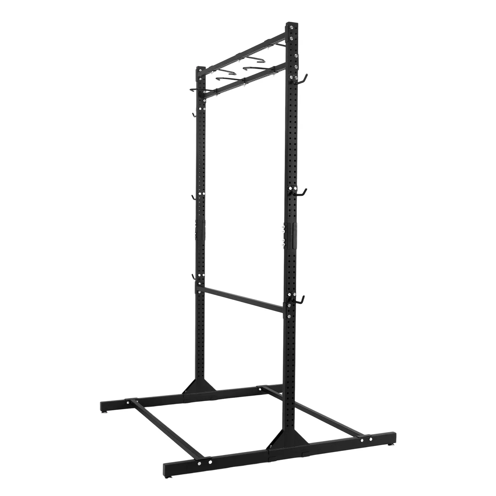 

Steel Bike Hangers with Adjustable Hooks Metal Black Floor Mount Organizer Holds Up To 6 Bikes & 6 Helmets for Road Bicycles MTB