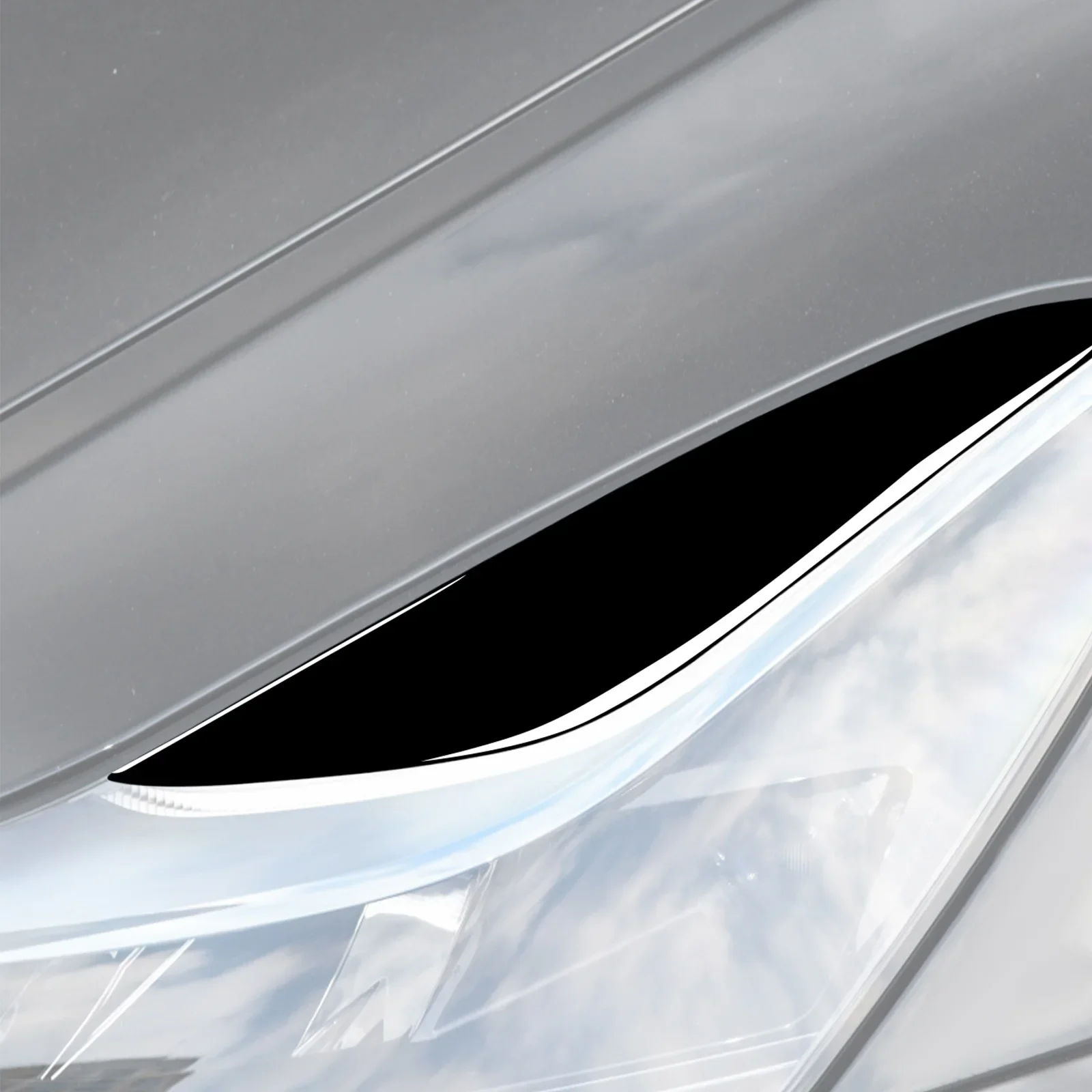 2 Pcs Gloss Piano Black Car Front Headlight Eyelid Eyebrow Cover Molding Trim For Tesla Model 3 Y 2017 2018 2019 2020 2021 2022