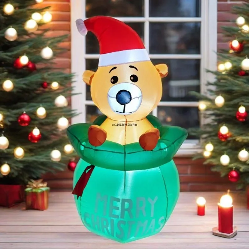 

1.5M/4.92FT Christmas Inflatable Model Yard Party Bear Inflatable Toys With LED Light Garden Outdoor Festival Decoration Gift