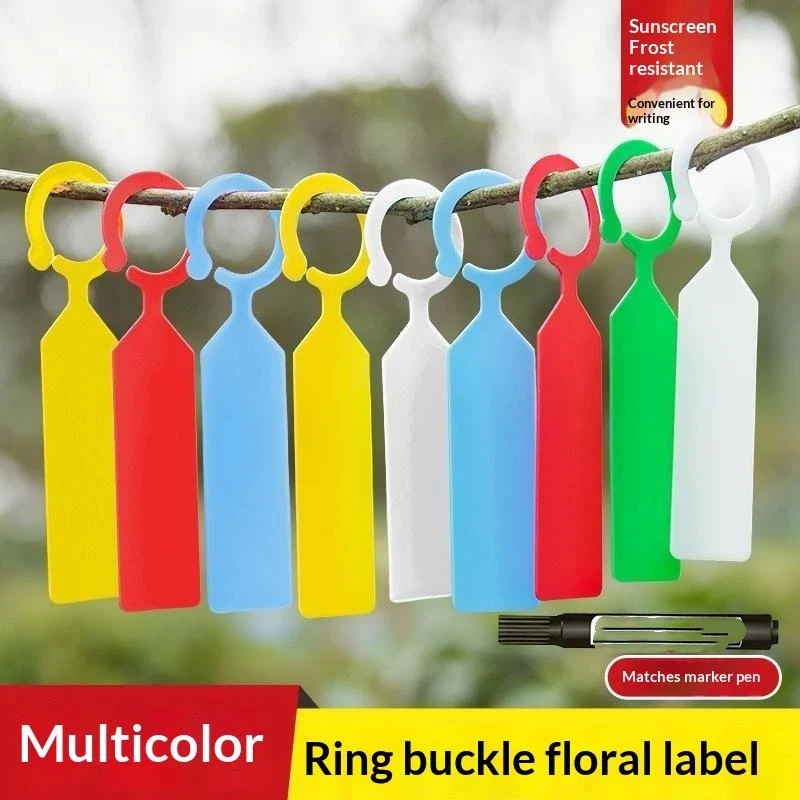 100Pcs Garden Bonsai Hanging Plant Tags Tear-resistant Plastic Ring Label Hooks for Potted Vegetable Herb Identification