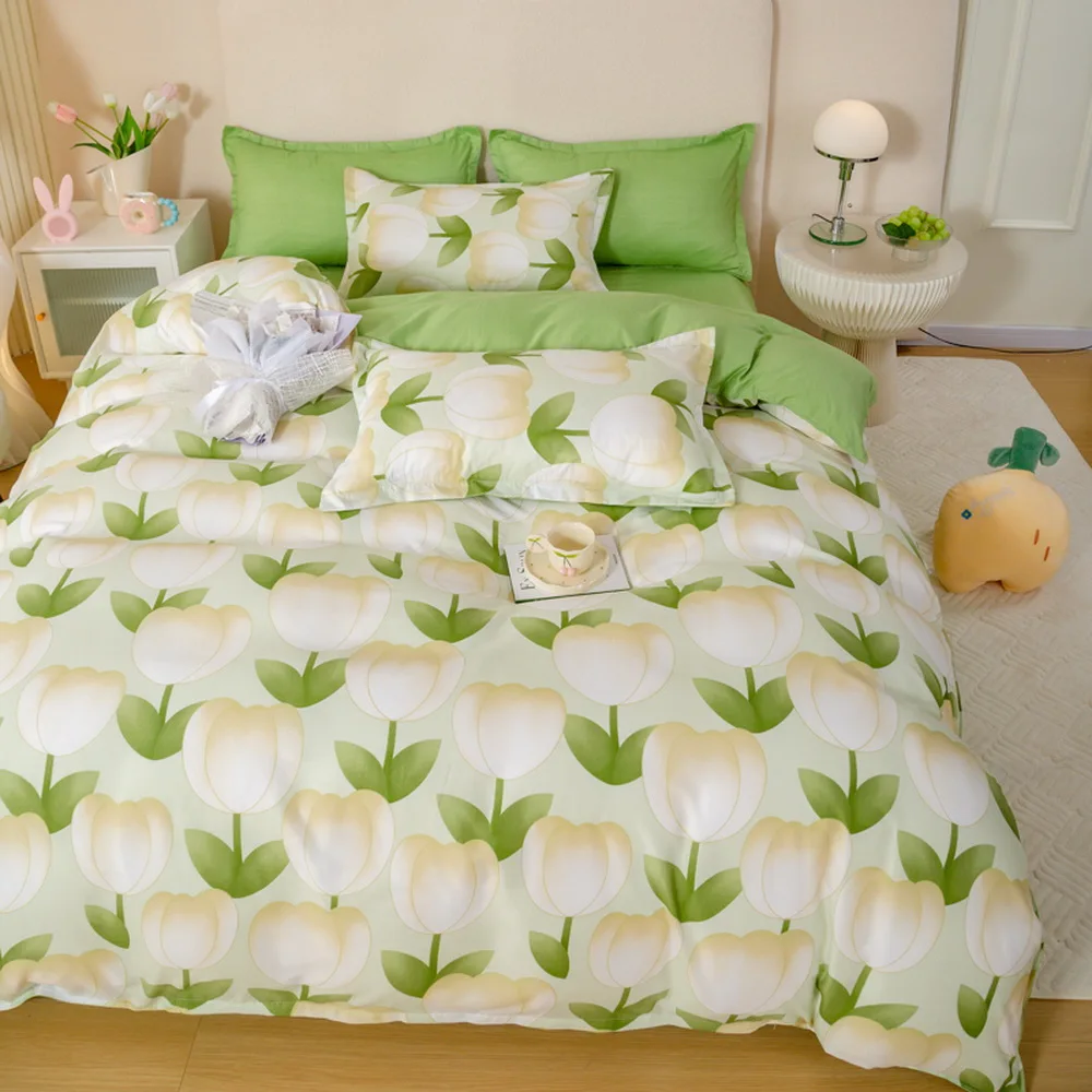 

3/4 Piece of Green Grass pattern bedding set,duvet cover bedsheet pillowcase,bed sets,quilt cover pillowcover,king queen full