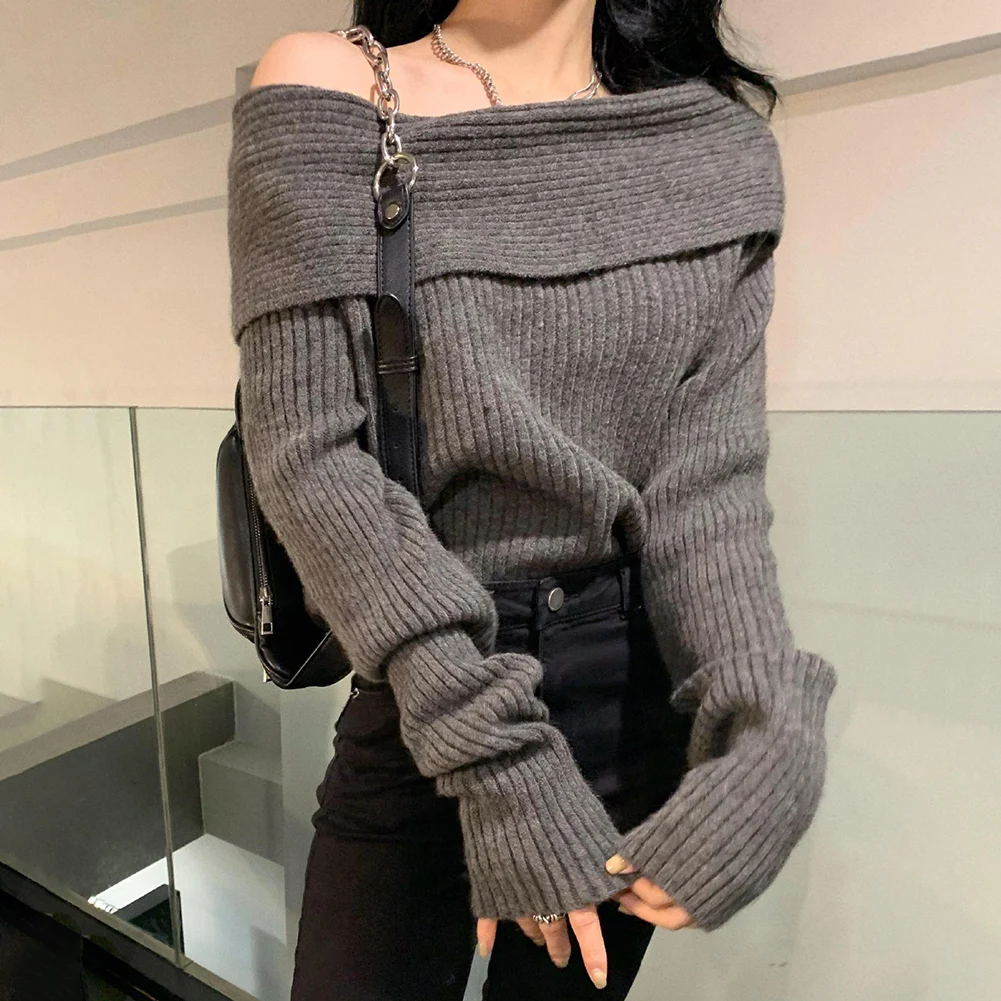 Casual Slim Fit Pullover Knitted Long Sleeve Top Long Sleeve Brand New Condition Polyester Fabric Solid Color Pattern
