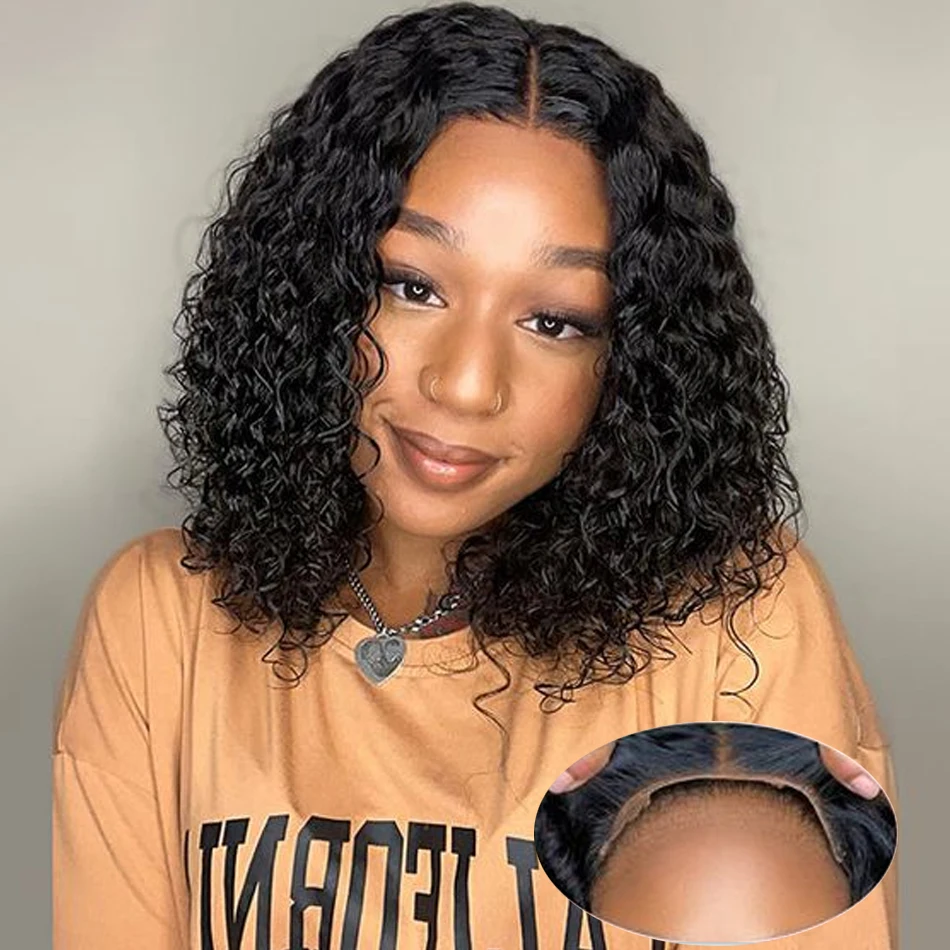 

Glueless Kinky Curly Short Bob Wig Human Hair Wigs 13x4 Lace Frontal Wig PrePlucked Transparent Deep Curly Ready To Wear And Go