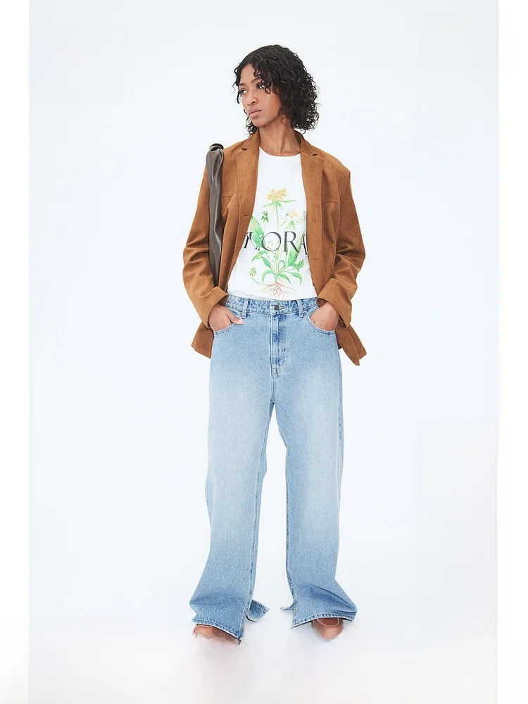 

Женские широкие джинсы H&M: мягкие, модные, повседневные, новинка лета, 100% хлопок, с естественной талией, длинные брюки, элегантные, кэжуал