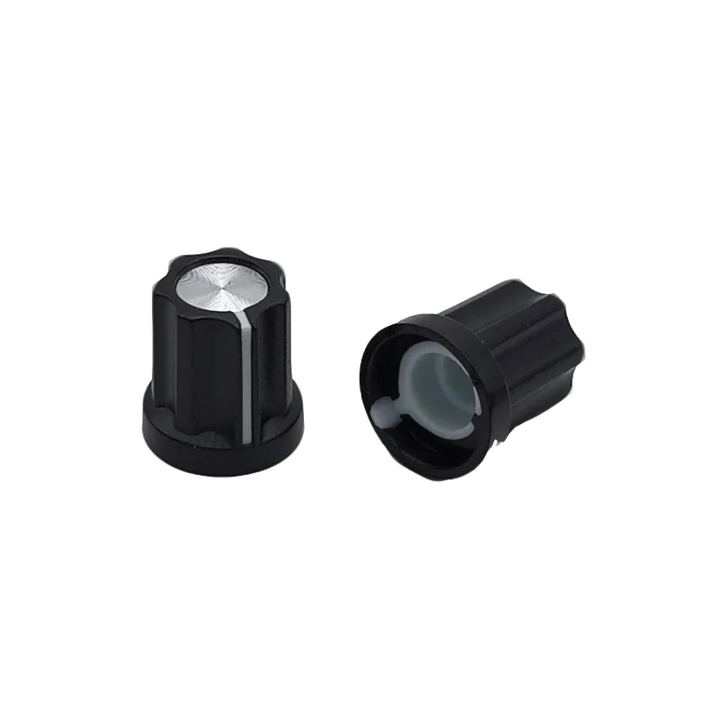 5pcs 6mm Plum shaft plastic dual-color knob with aluminum alloy top piece  potentiometer encoder band switch adjustment knob