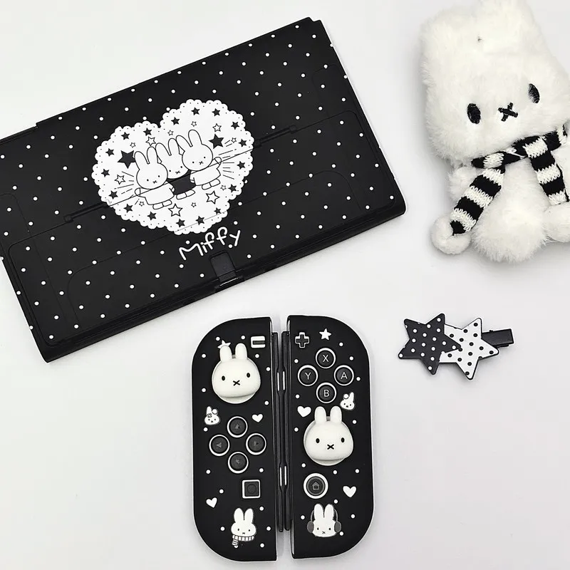 

Miffy Nintendo Switch Oled Protective Case Polka Dot Transparent Soft TPU Cover For NS Switch Lite Joystick Cap Protective Case