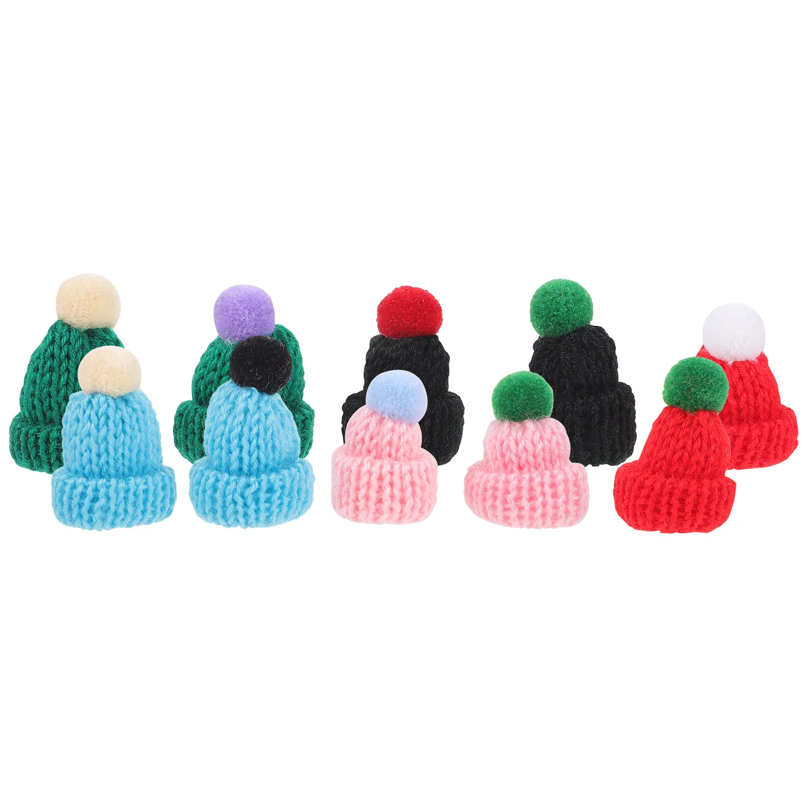 

10pcs Knitting Mini Hats DIY Craft Supplies Crochet Mini Pompon Hats Caps (Mixed Color) mini cap crochet hat decor