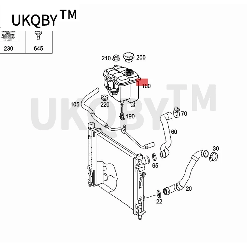 Car Water bottle Expansion kettle Liquid storage tank Suitable for Class C W203 C220 C280mer ced es-be nzC300 Coolant kettle