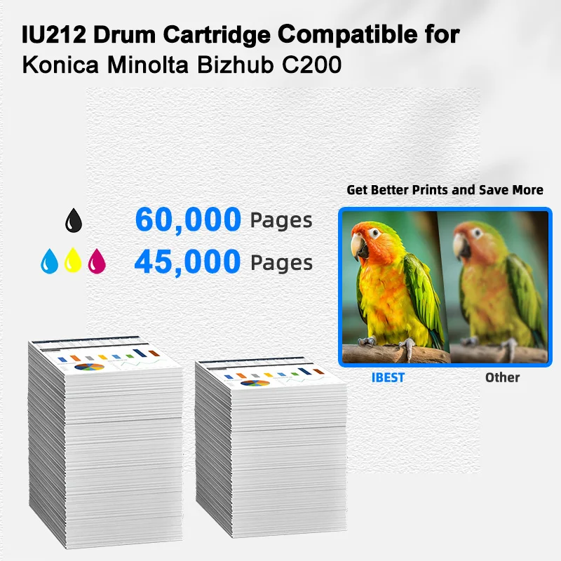 IBEST Compatible Drum Unit Konica Minolta Bizhub C200 for Konica Minolta IU212 A0DE0GF A0DE01F A0DE0AF A0DE05F Drum Cartridge