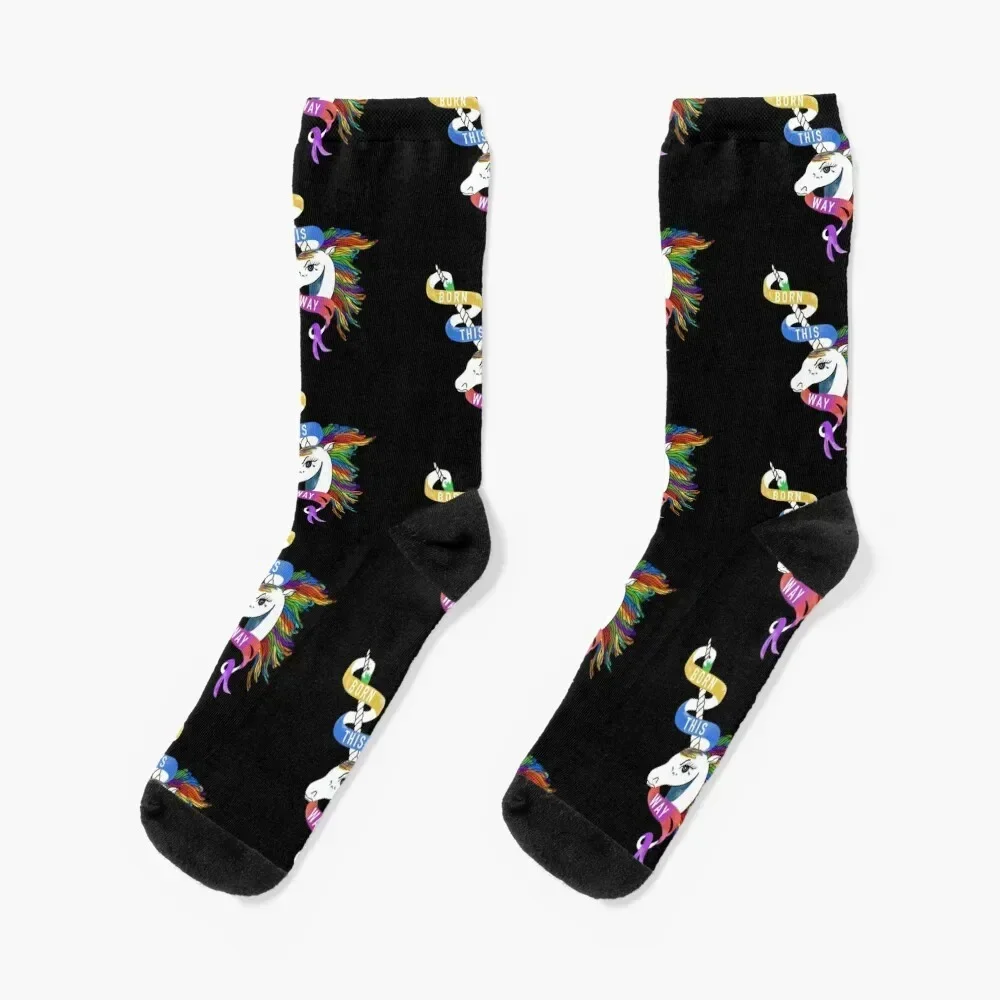 

Born This Way Horse Socks Christmas loose Run cotton Women's Socks Men's