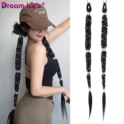 Longo sintético bolha urdidura em torno de rabo de cavalo extensão elástica boxbraid torção cabelo para mulheres corda borracha trança cabelo cavalinha