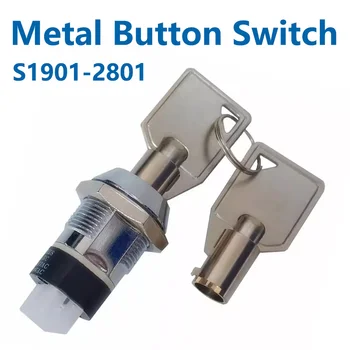 5/10sets 19mm 4Pin on-off 2 position DPST A series Metal electronic key switch knob switch 2NO 2NC rotary button switch
