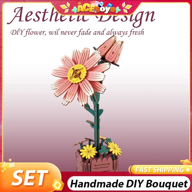 Handmade DIY Bouquet Stereoscopic Smooth Exercise Hand-On Skill Beautiful Always Flash Eternal Flower Children's Building Blocks