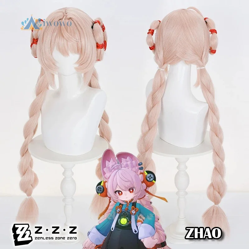 Zenless Zone Zero Zhao Cosplay Wig Long Pink Braids Pigtails Wigs For Women Girls Krampus Compliance Authority Festival Carnival