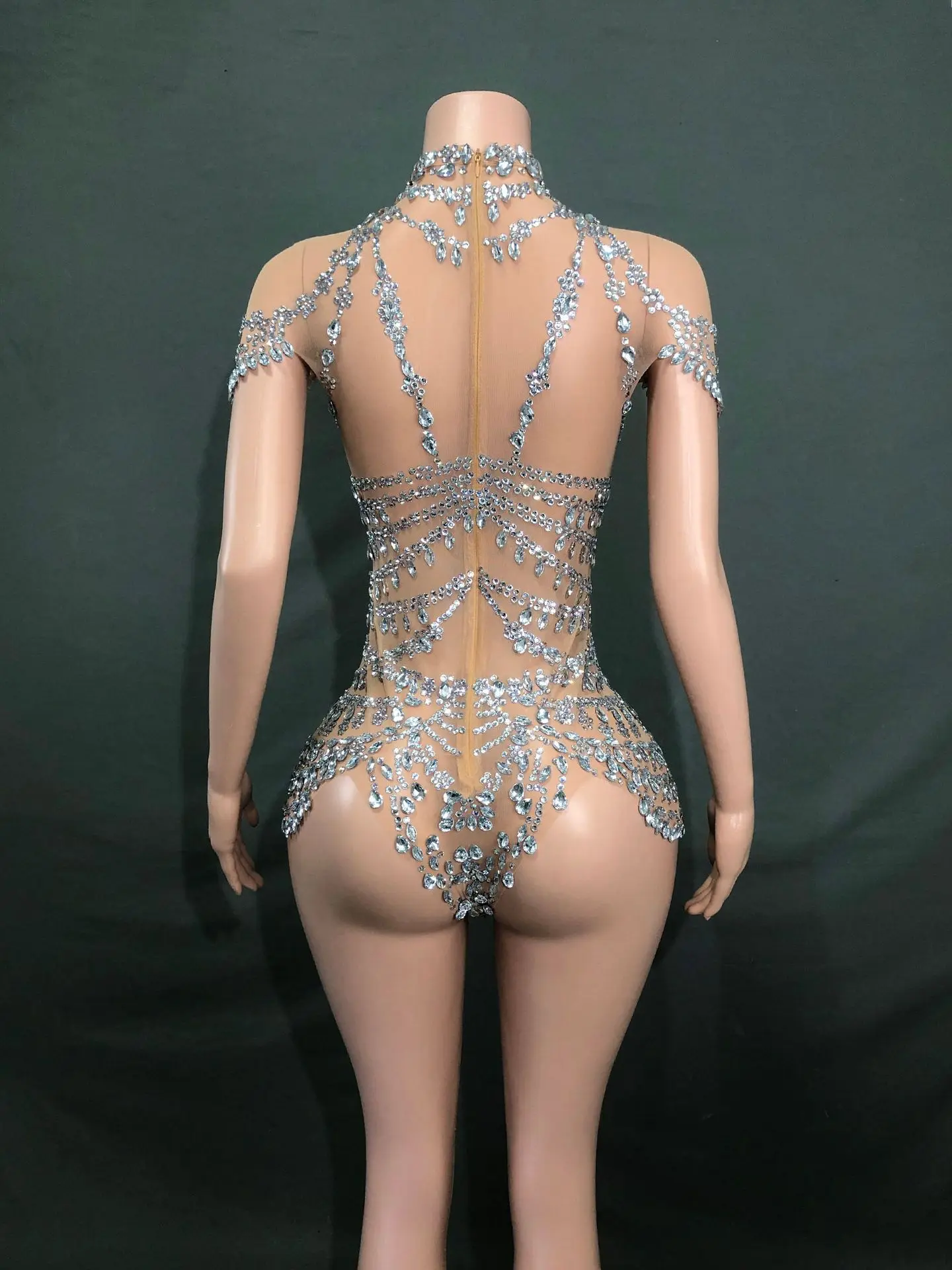 Primavera y verano club nocturno caliente diamante malla mono Mujer baile latino baile en barra medias Vestidos De Mujer Elegantes De Fiesta