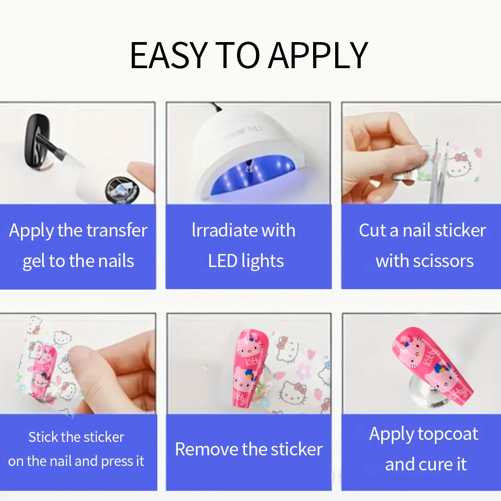 10롤/박스 쿠로미 네일 트랜스퍼 스티커 이블 메이드 코스튬 쿠로미 디자인 네일 데칼 Y2K 스윗 쿨 걸스 할로윈 네일 데코