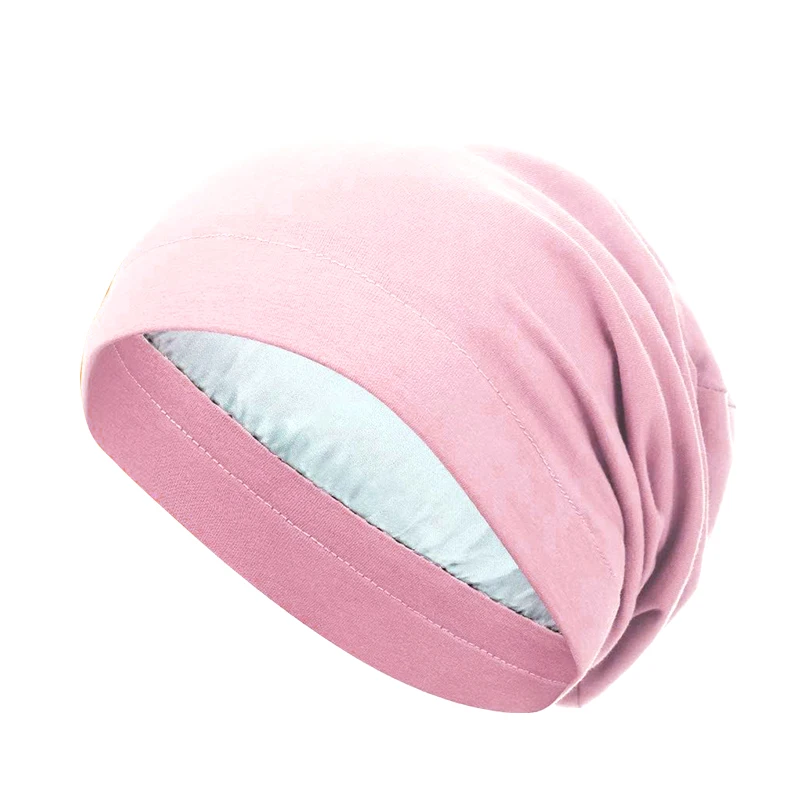 Women Soft Satin Lining Muslim Turban Hat Sleep Cap Cancer Chemo Hat Beanie Headwrap Hair Loss Bonnet  Arab India Caps