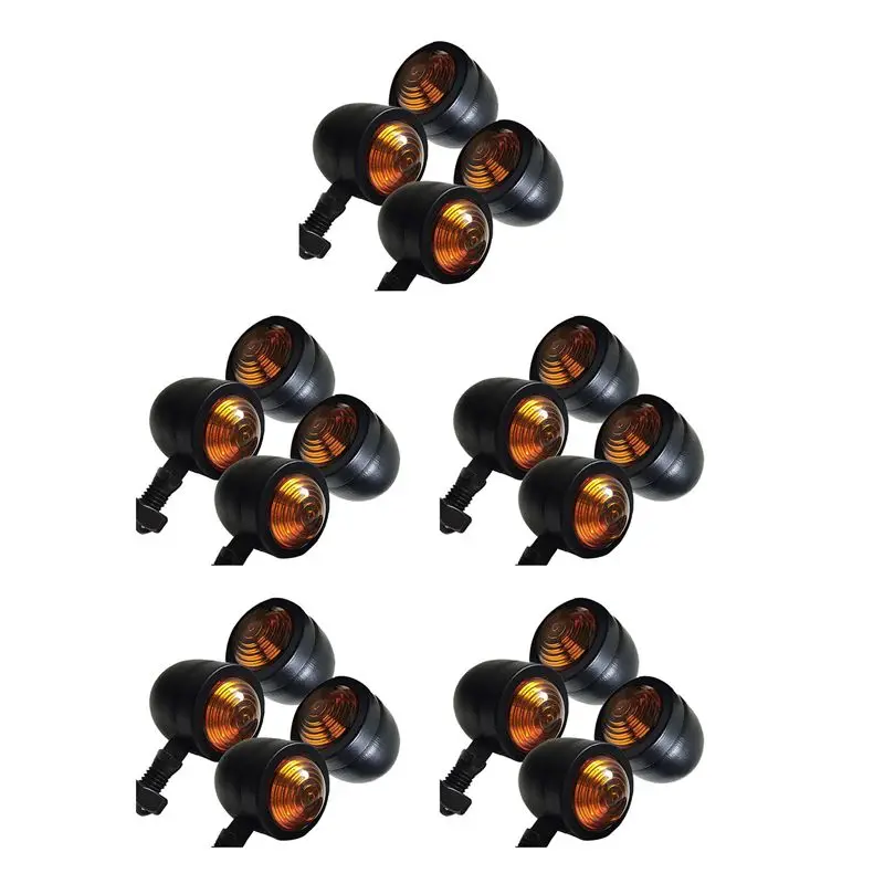 AASS-20Pcs Black Motorcycle Turn Signal Indicator Lamp Light Moto Blinker Light For Honda Fatboy Chopper Bobber