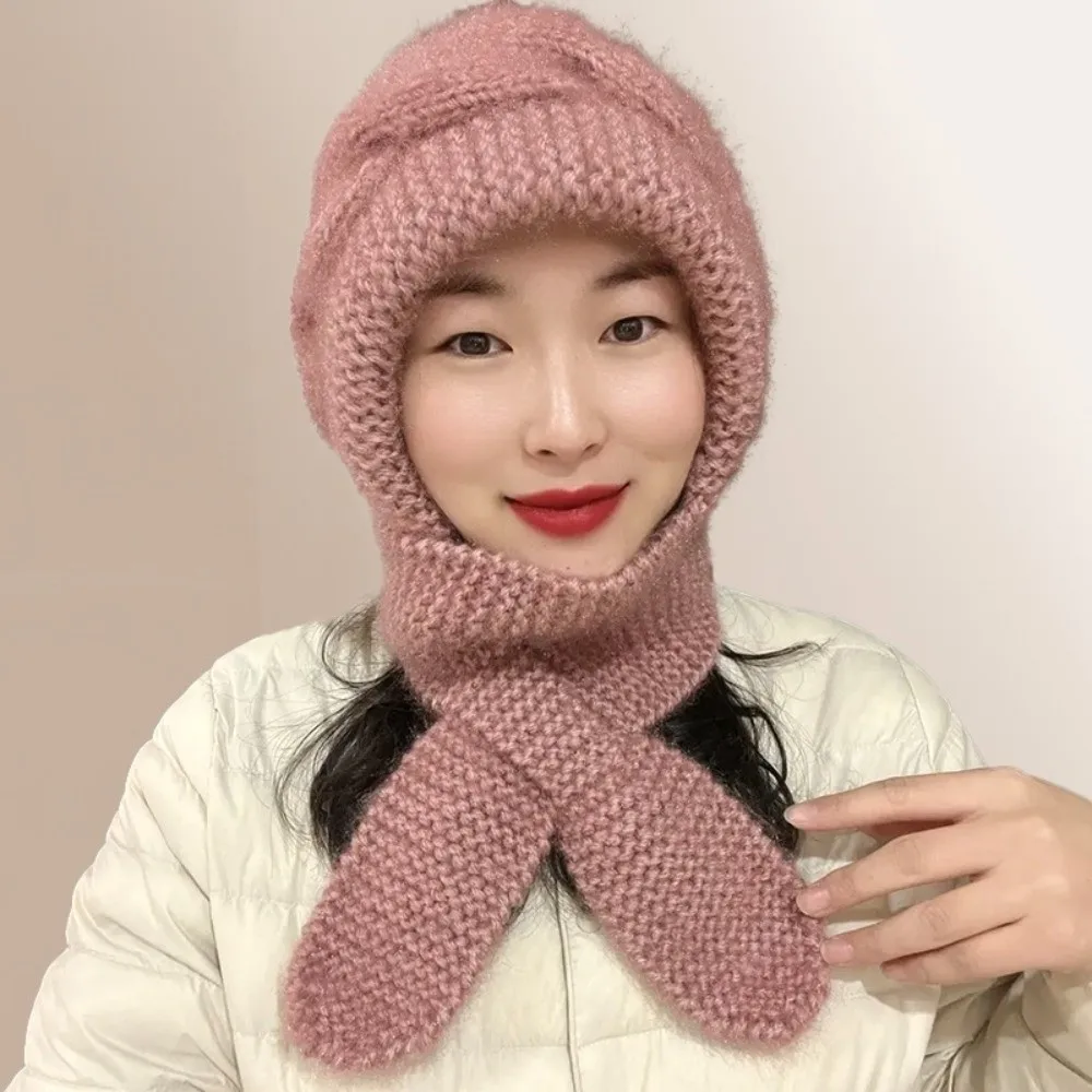 لطيف 2 في 1 مقنعين وشاح للنساء يندبروف سدادات حماية الأذن قبعة وشاح الدفء فو الفراء الشتاء وشاح الخريف الشتاء