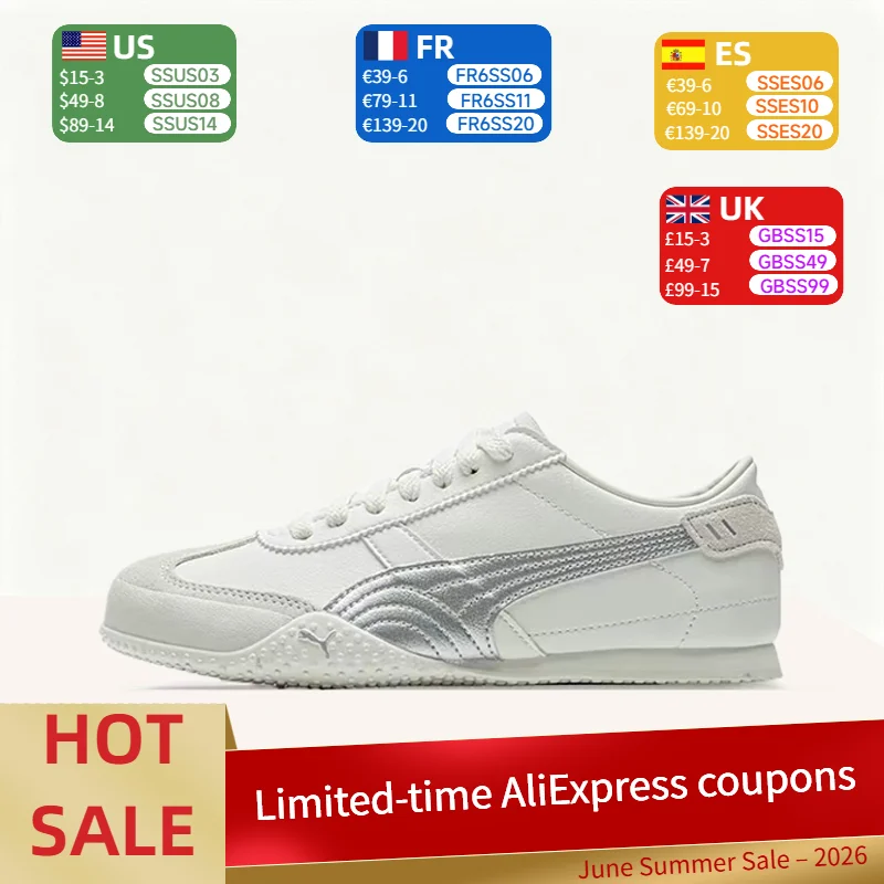 Puma Bella UT: Simple, Stylish, Refined, Comfortable, and Versatile Low-Top Casual Shoes for Women  Silver-White 405256-02