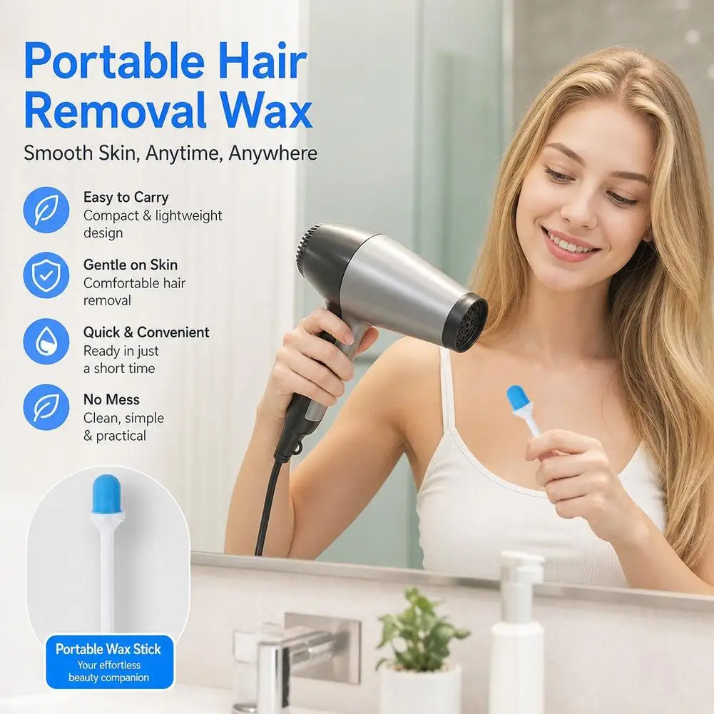 Pre-Waxed Nose Hair Removal Sticks Wax Applicator for Men Women Safe Painless Ear and Nose Hair Waxing Kit with Safety Collar