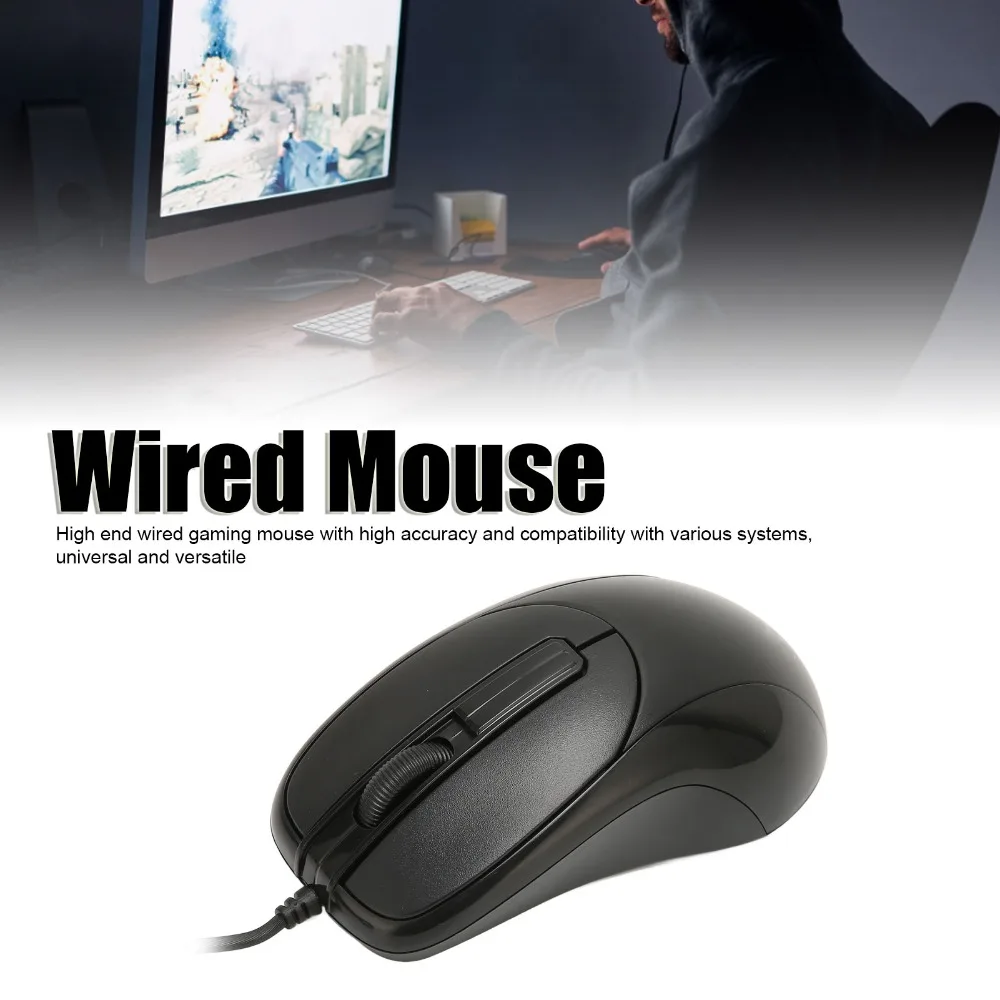 Responsive 3 Buttons Wired for PS2 Optical Mouse Portable Black Wired Mouse Gaming Mouse Gaming