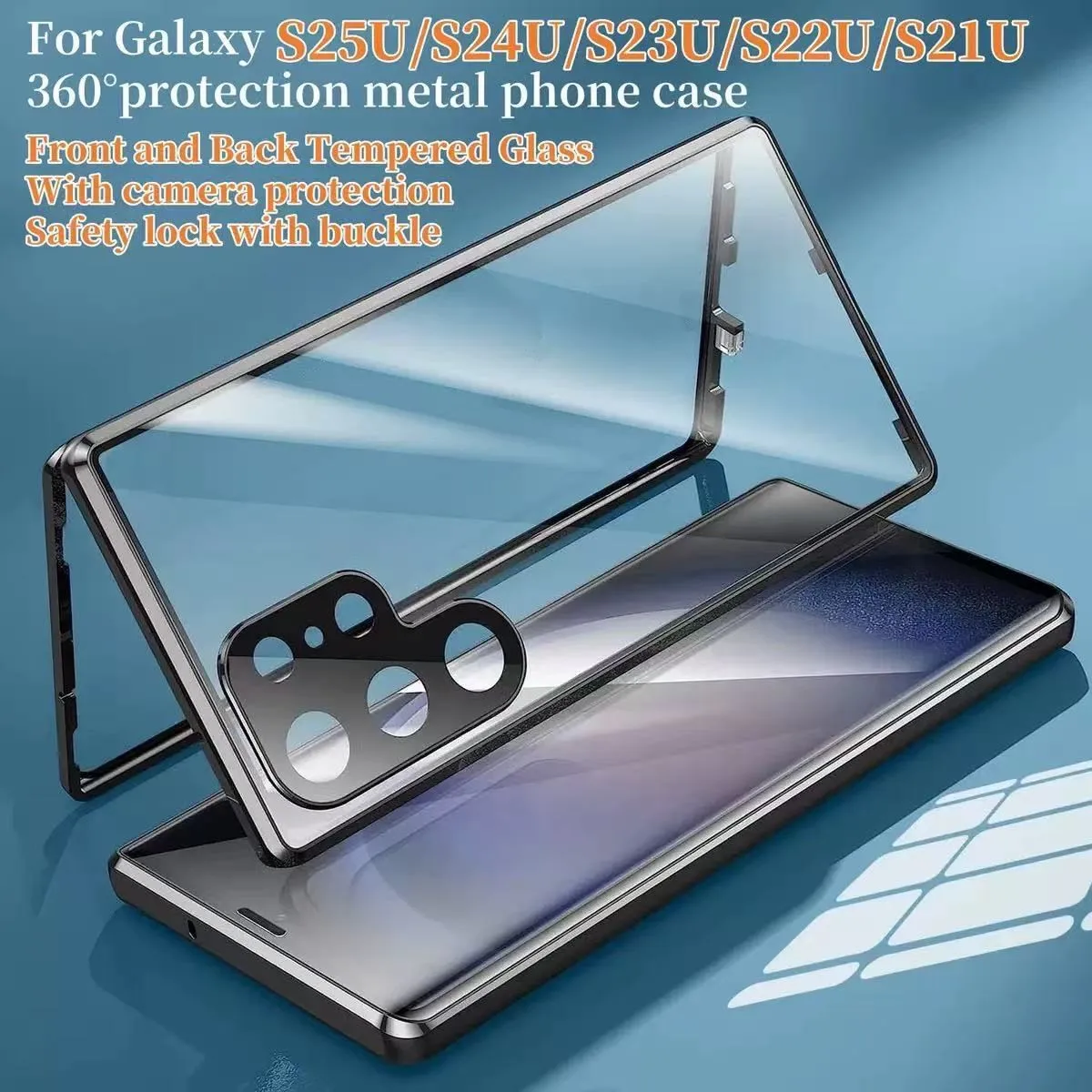 

Двусторонний стеклянный магнитный чехол для телефона Samsung Galaxy S25 Ultra S24 FE S23 Plus S22 Ultra S21 S20 A16 360 Full Protect Case