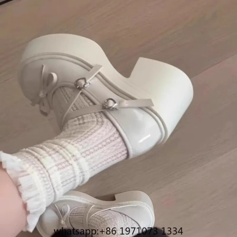 Sweet  Knot Mary Jane High Heels Women's 2026 New Spring Summer Fashion Low Cut Single Shoes Thick Heel Small Leathe...