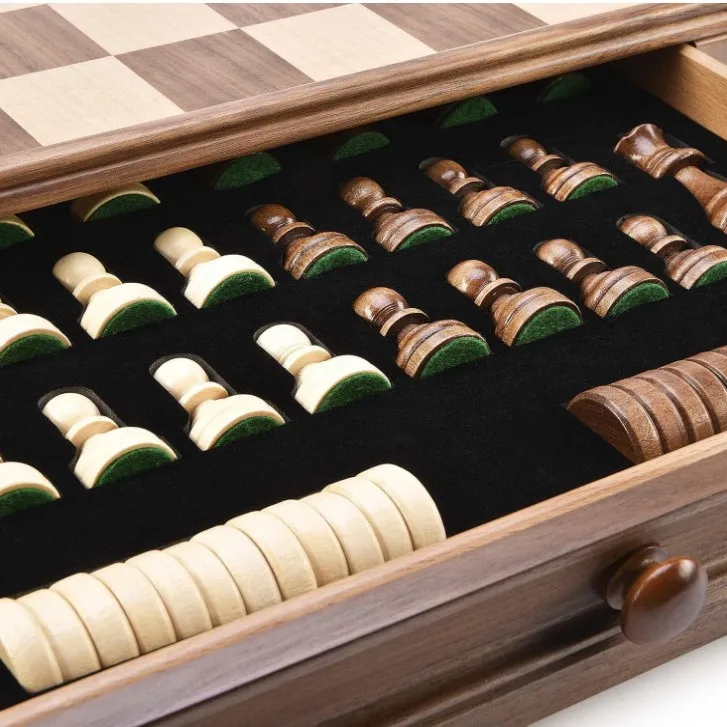 Walnut solid wood chess set wooden with drawers/high-end solid wood chess box